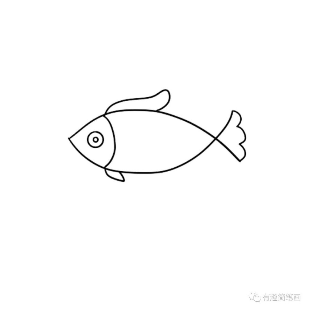 零基础小白简笔画教程,有手就会画的简单线描装饰画一条小鱼!