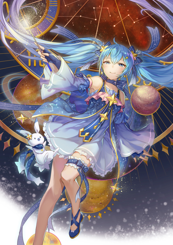 初音未来美图!星空与时钟