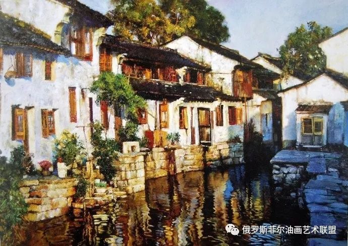 国家一级美术师潘鸿海《江南水乡》风景油画欣赏
