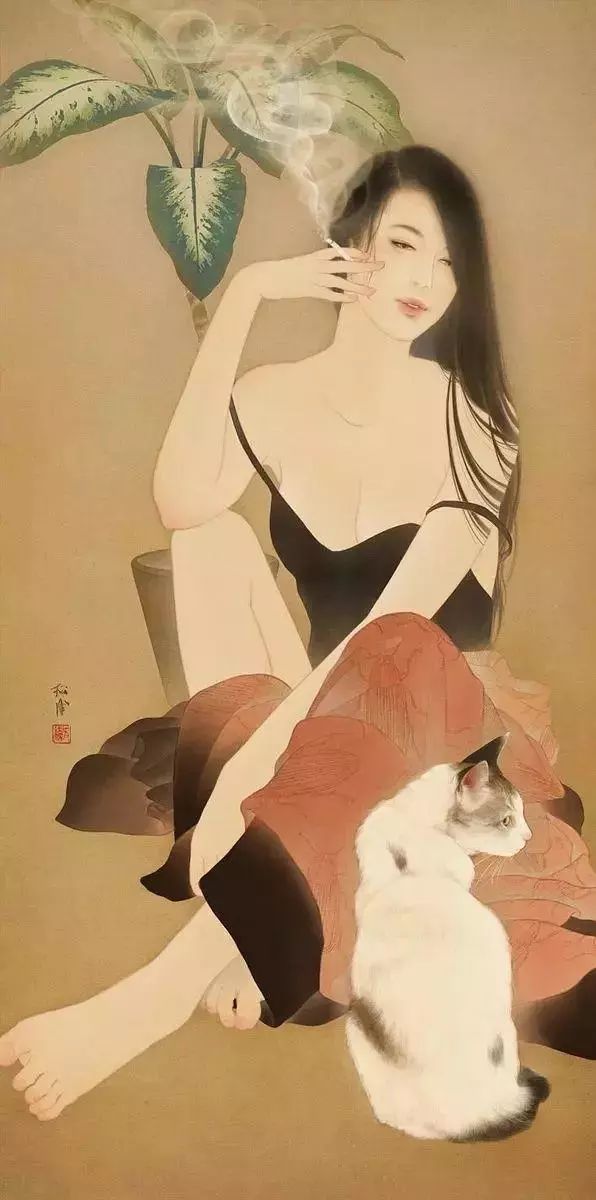 日本美女艺术家的人体工笔画绘画作品,美极了