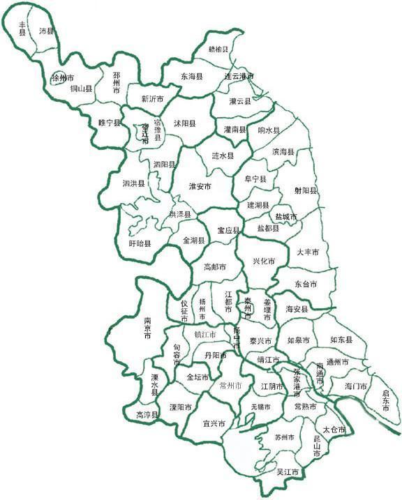 江苏省96个县级行政区面积排行,近一半面积在1千平方公里以内