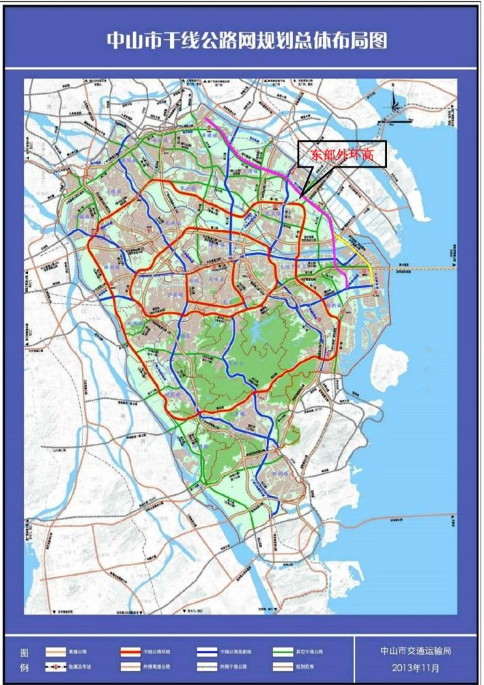 西外环高速公路和西部沿海高速 公路围合而成,是中山市域外围的环形