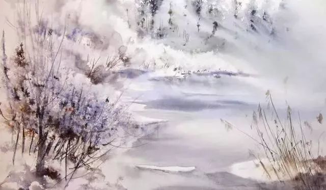 东方水墨质感的水彩风景,绝对养眼!