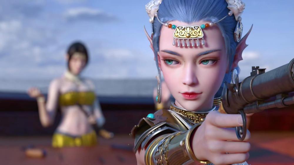 四海鲸骑:三大美女壁纸,鲛女持枪很帅,七杀很像埃及艳