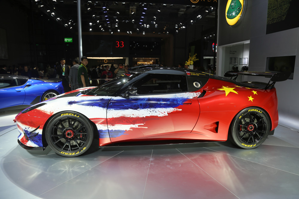 路特斯evora gt4概念赛车,中英国旗涂装成亮点,上海车展首秀实拍