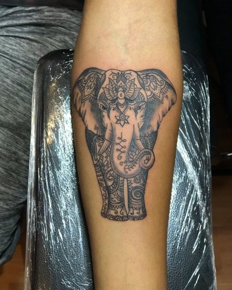 纹身 大象图案纹身