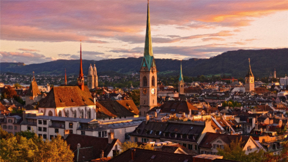 瑞士苏黎世城市风景高清桌面壁纸