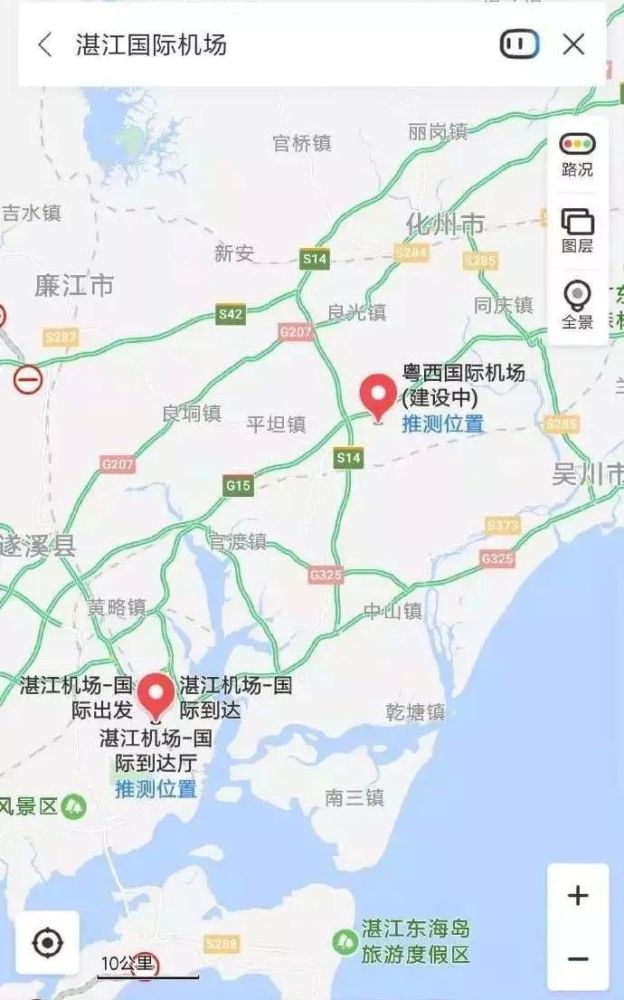 在去年11月, 小微发现搜索 湛江国际机场的话, 在百度地图上显示的是