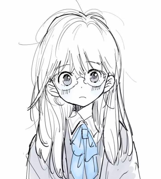 二次元流畅动漫少女线稿