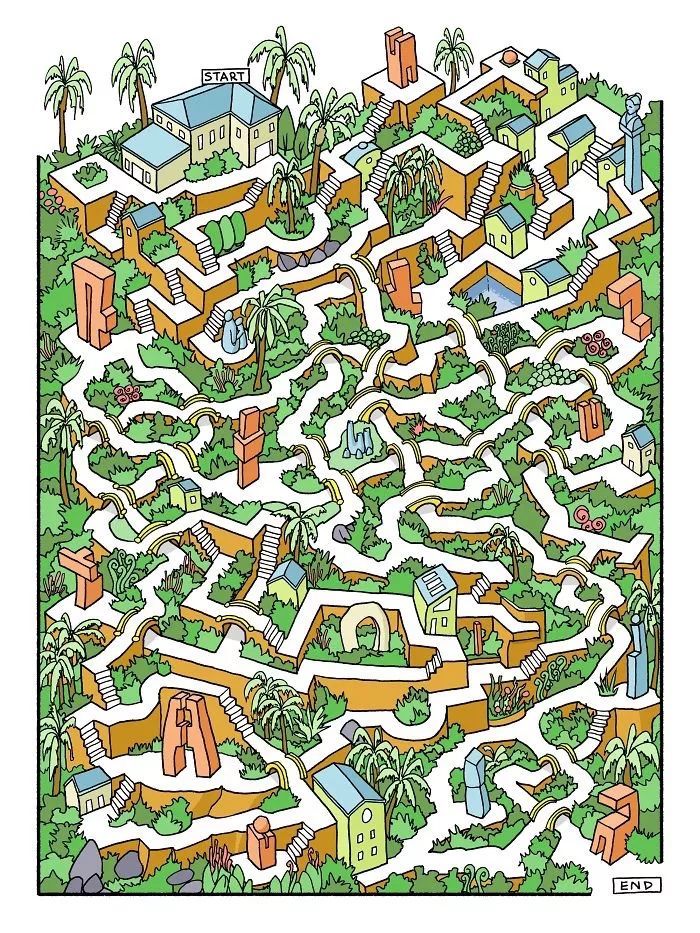 他画出史上最难3d迷宫,一幅图画2天,走出来要半个小时