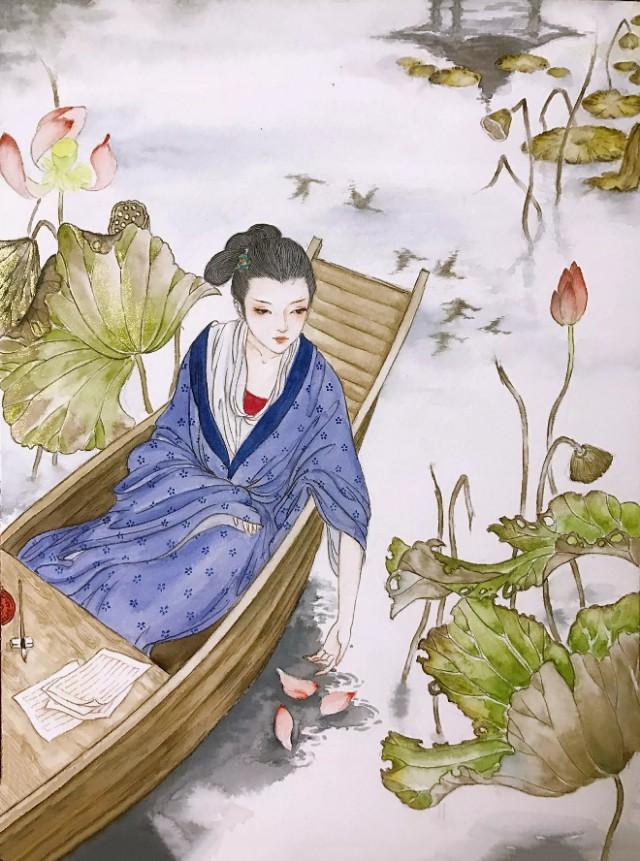 李清照,李格飞,插画师,工笔画,千古第一才女