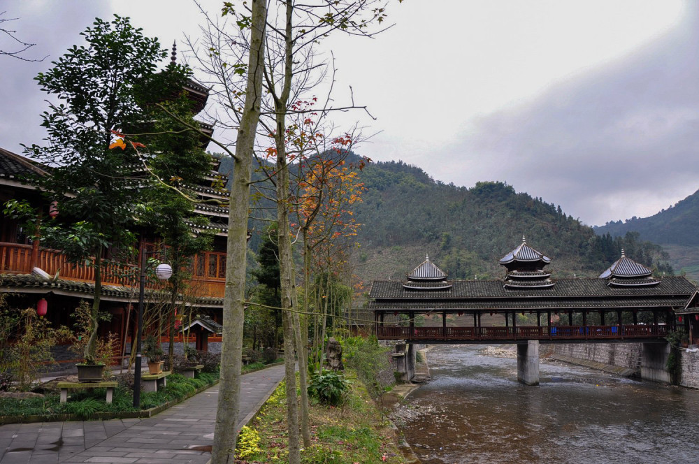 重庆古韵廊桥风景实拍