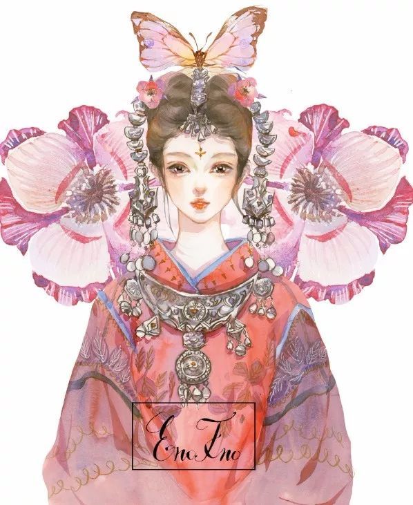 eno.,又名何何舞,国内知名插画家,擅长水彩手绘