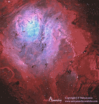 梅西耶天体m8礁湖星云中央附近的影像