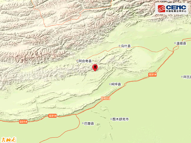 新疆阿克苏地区柯坪县发生3.6级地震