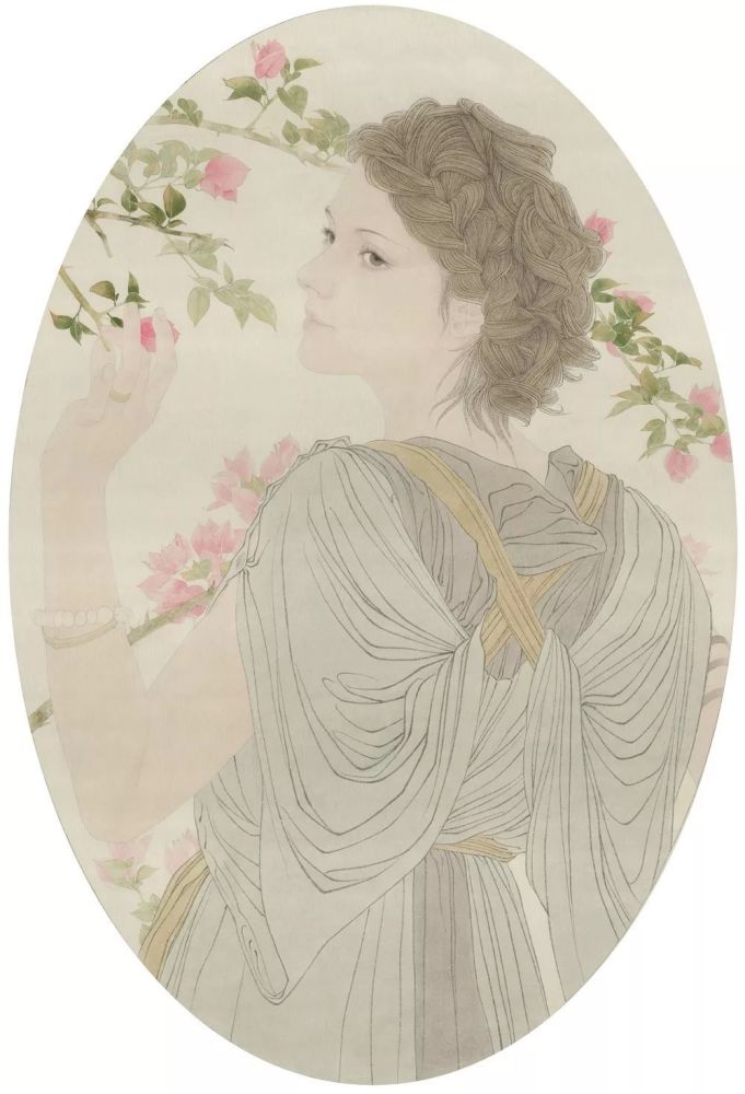 王冠军,美术,锦瑟华年系列之半窗晴翠,北京画院,纸本设色,工笔画