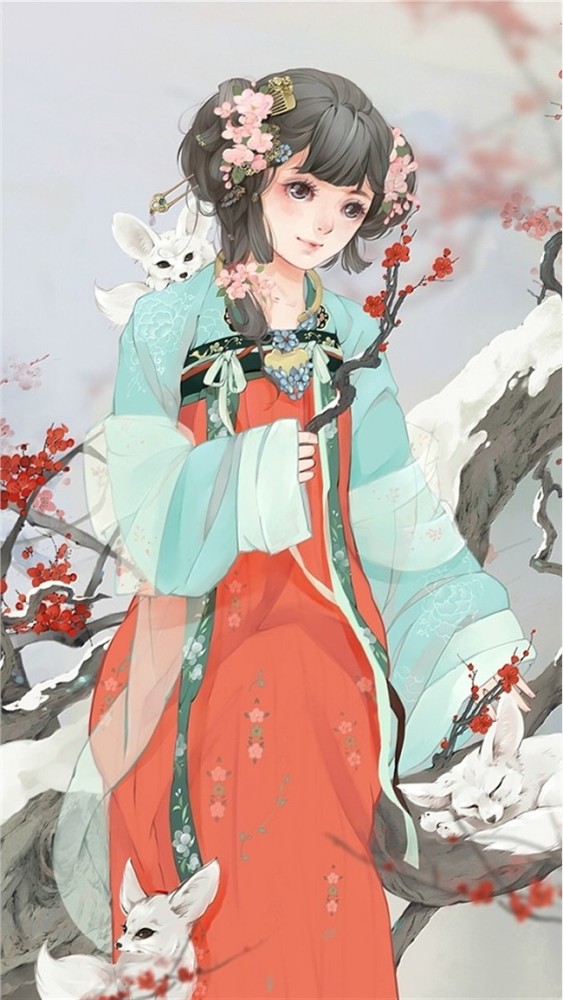 二次元古风少女插画,中国风图片大全