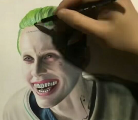 美术生用彩铅笔画小丑男,小丑也帅气,网友表示:那绿色
