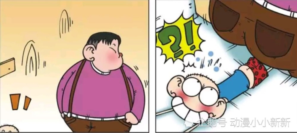 搞笑漫画:青梅竹马的呆头跟肉墩子,因为太胖跟太瘦经常发生亲密的意外
