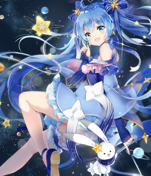 动漫美图:融入星空和冰雪元素的"初音未来"公主殿下