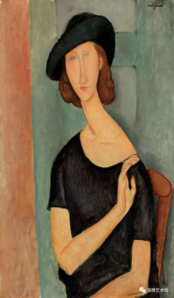 今天给大家介绍意大利画家莫迪里阿尼创作于1919年的《珍妮·赫布特尼