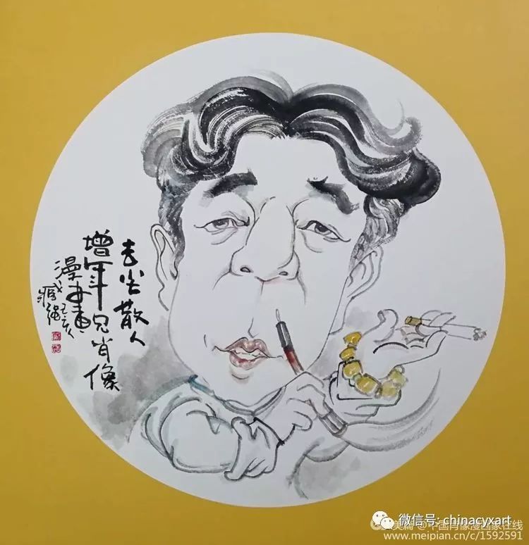 水墨画家卞增年的肖像漫画