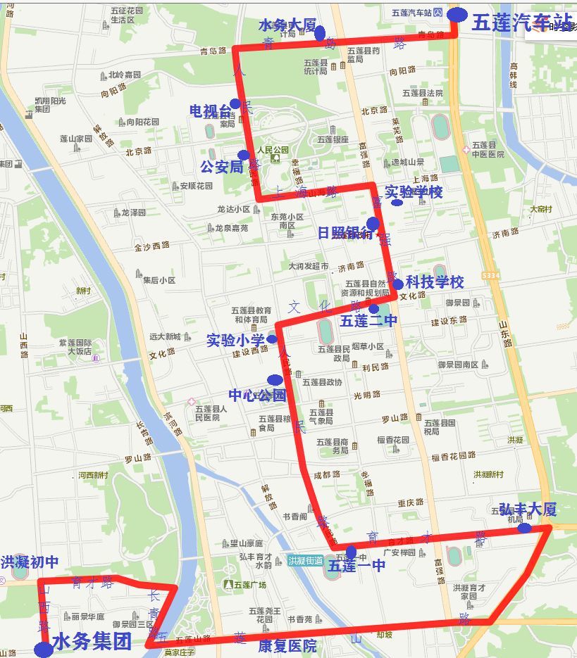 日照五莲城区公交线路图来了!