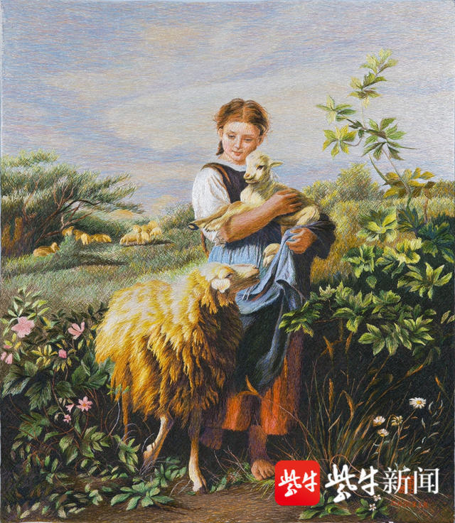 远看西洋画近看乱针绣,非遗传人单银娣乱针绣作品展11