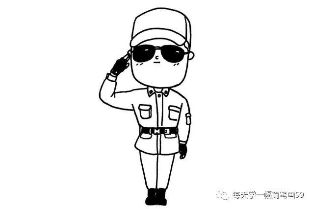 每天学一幅简笔画-中国军人警察简笔画图片大全
