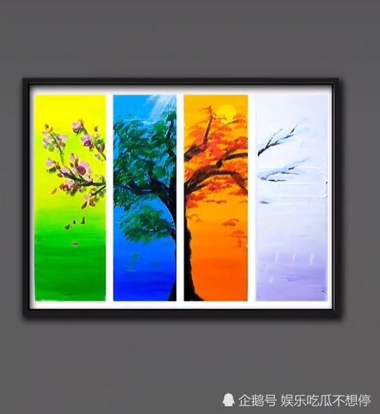 美术生画风景,一棵树展示四季轮回,网友:变成了买不起