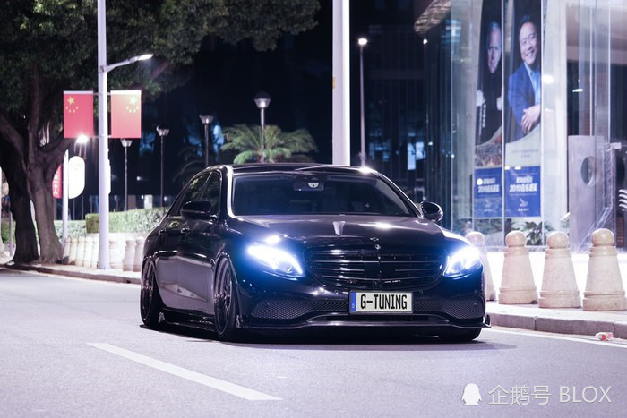 夜幕下低趴的"小黑车",奔驰e320l改装分享!