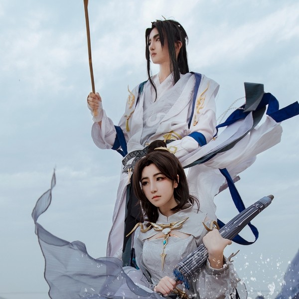 剑网三蓬莱伞娘cosplay,飘逸帅气的小哥哥