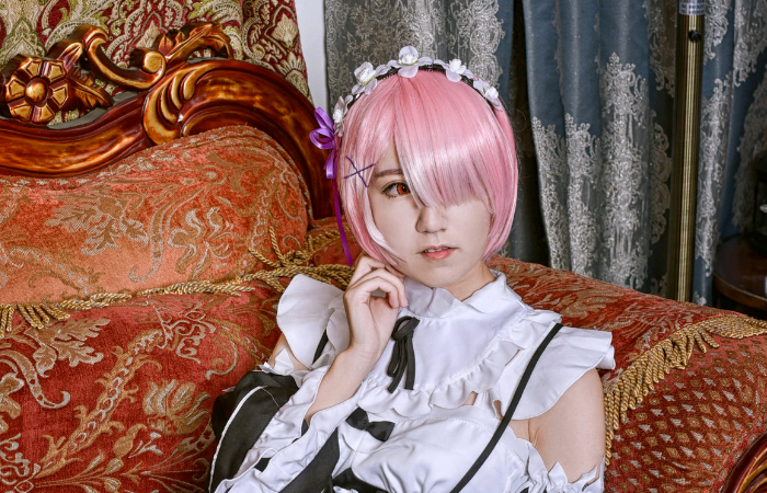 拉姆cosplay,俏皮可爱,美丽动人小姐姐