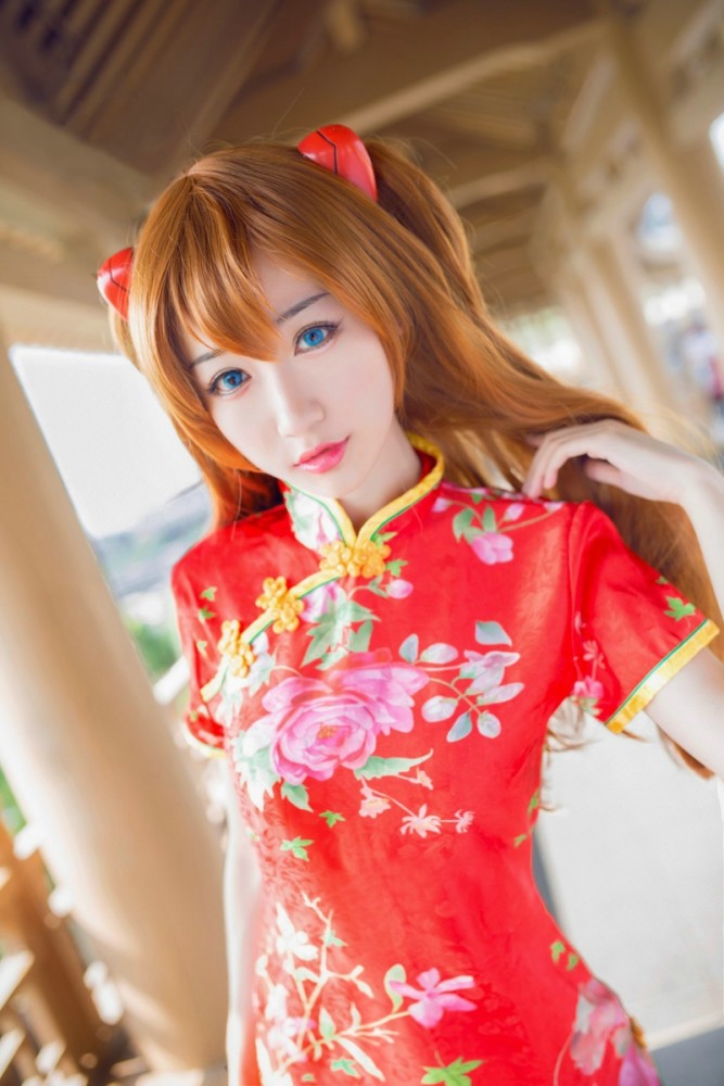 cosplay美女图集,明日香旗袍,中国式古风旗袍