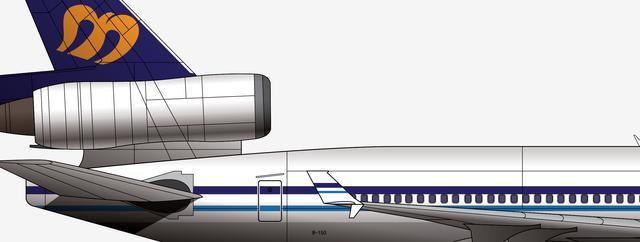 本厂长绘制的保留华信航空涂装的中华航空b-150号md11客机右舷后部