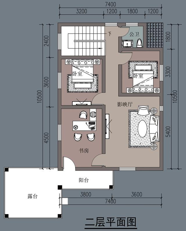 农村自建二层小别墅,面宽7.2米,3室1厅带车库,适合年轻人居住