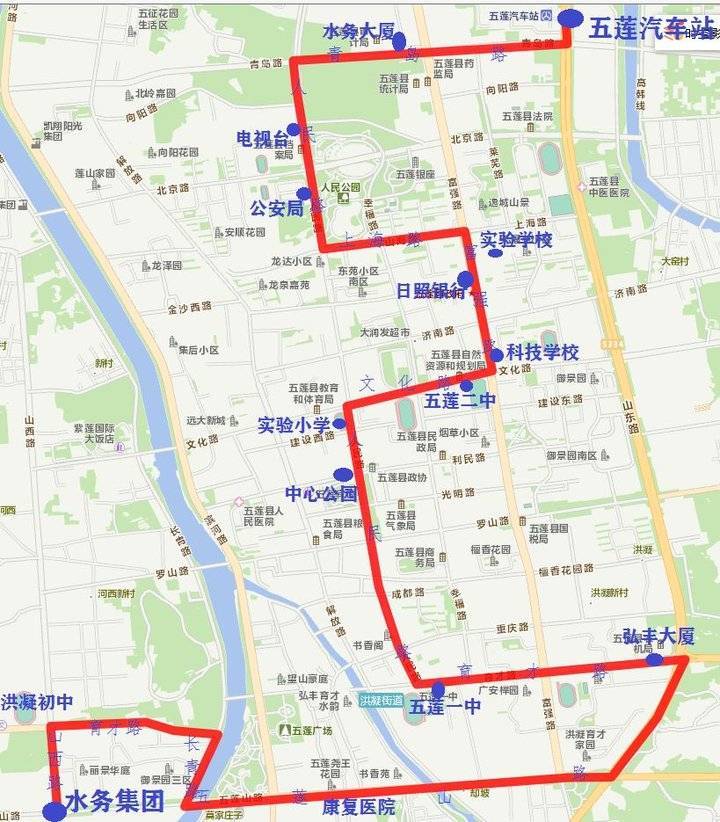 五莲城区公交线路图来了!赶紧收藏!