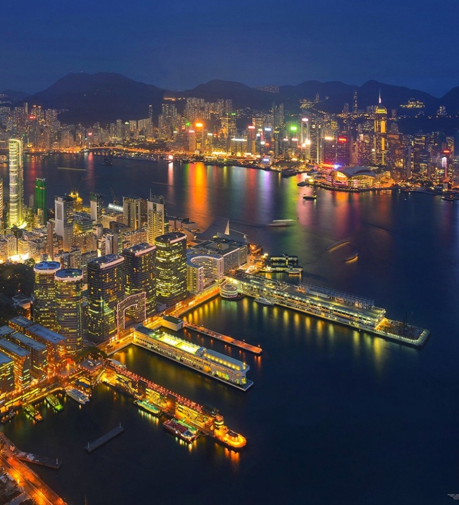 世界上最美的三大港湾,空中航拍中国的维多利亚港,夜景堪称世界之最