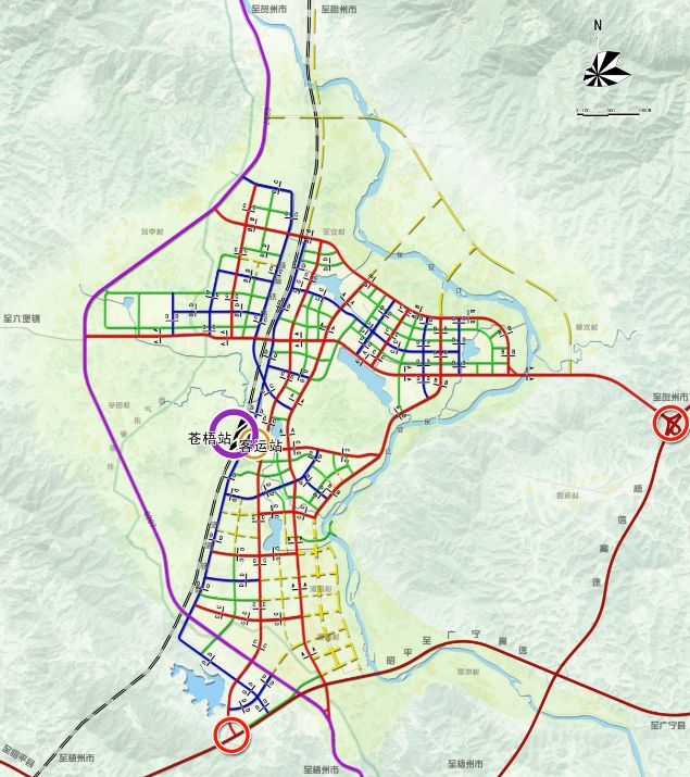 前空间;预留梧信高速公路,昭平经苍梧至广宁高速公路线位及高速出入口