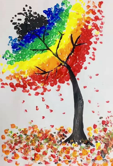美术生拿棉签画"彩虹树",第一眼:谁不会啊,结果:出个教程吧!
