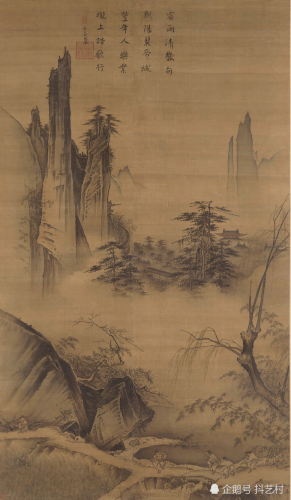 古画《踏歌图》南宋马远作品,《踏歌图》是南宋画家马远的作品,山水