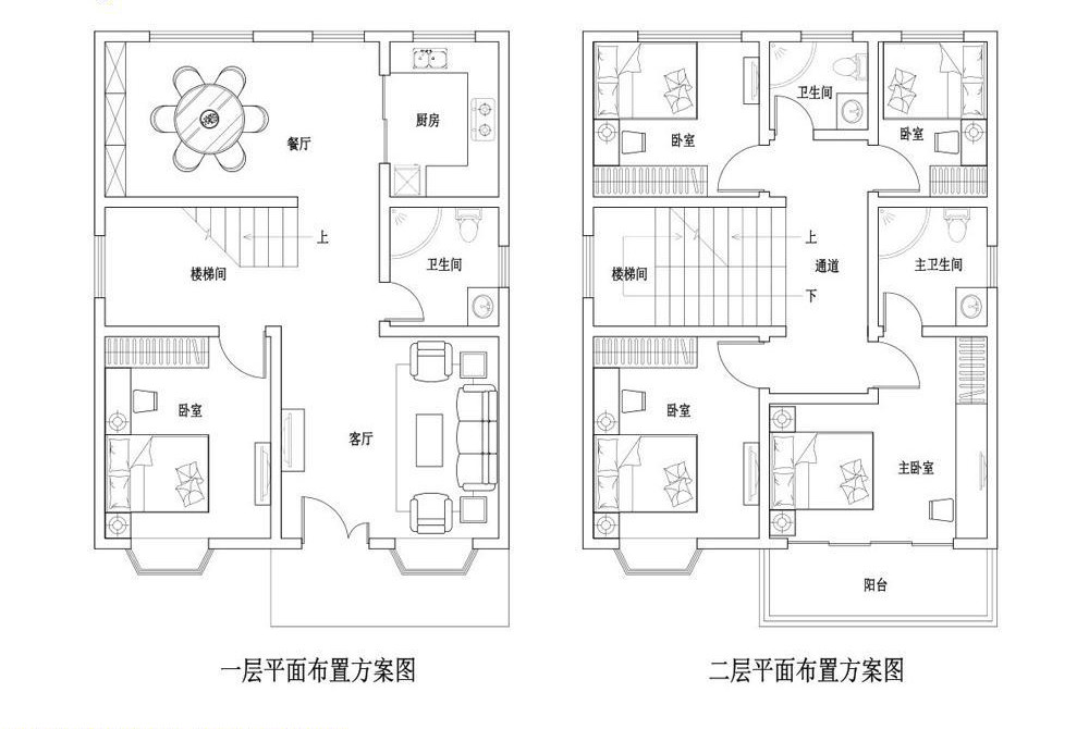 8米乘10米两层自建房户型图设计方案