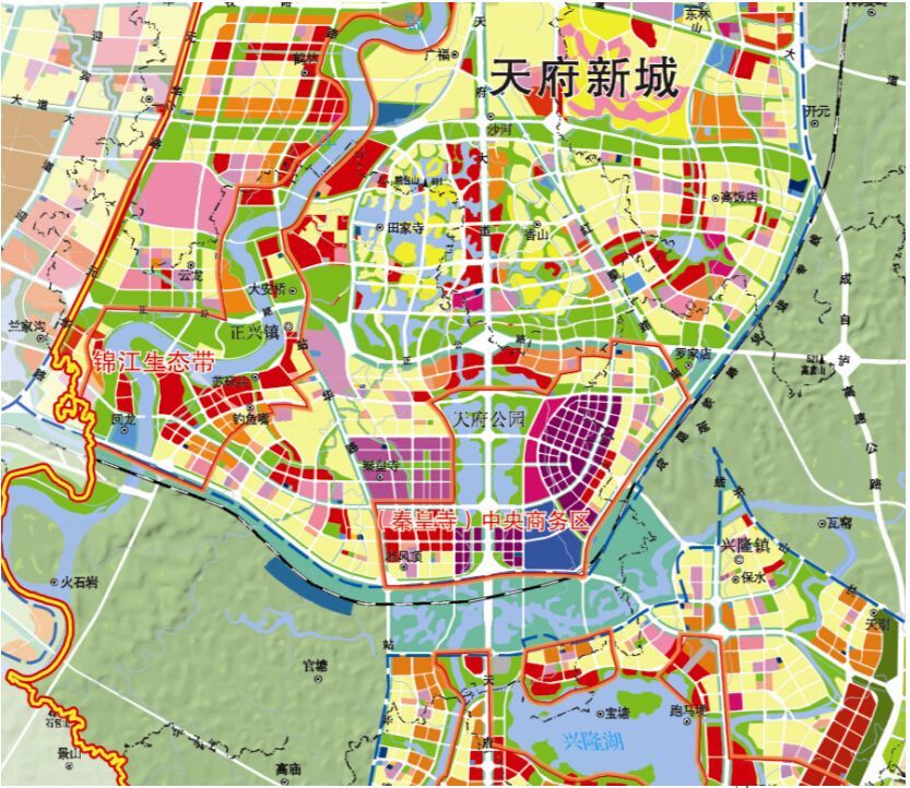 锦江生态带,科学城规划优势;正兴和兴隆一样,同样处于 天府新区公园