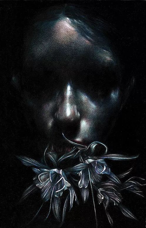 他的插画"没有眼睛",暗黑诡异