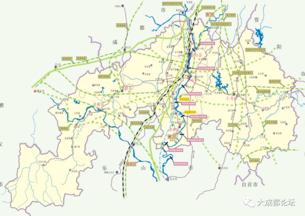 眉山港总体规划:划分为彭山港区,东坡港区,青神港区共