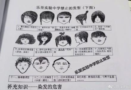四川一中学发布15种禁止发型:垂帘听政型,无脸见人型