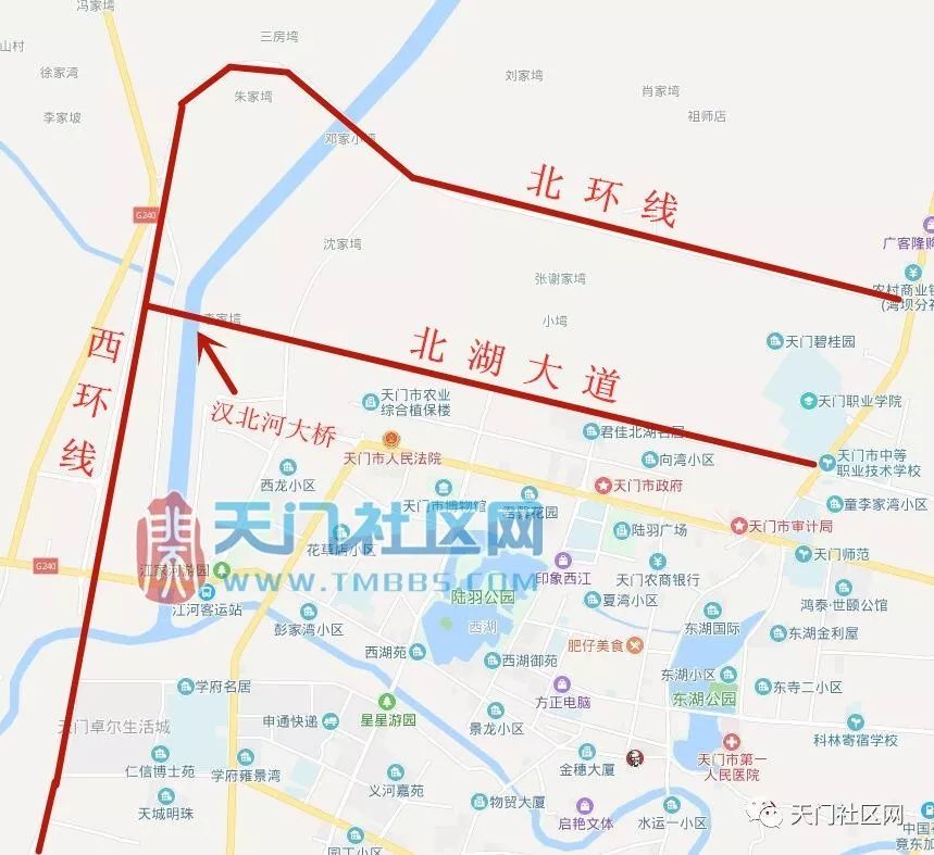 天门市,汉北河,西环路