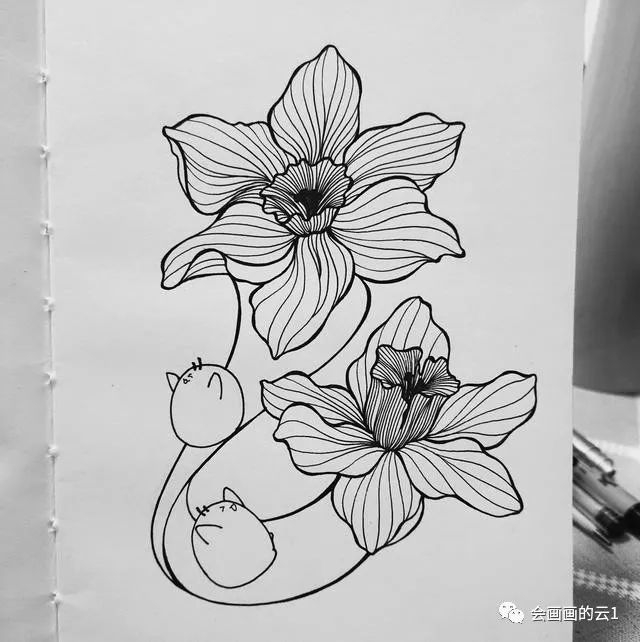 中性笔,铅笔画,构图
