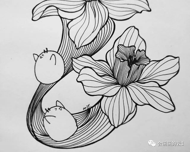 中性笔,铅笔画,构图