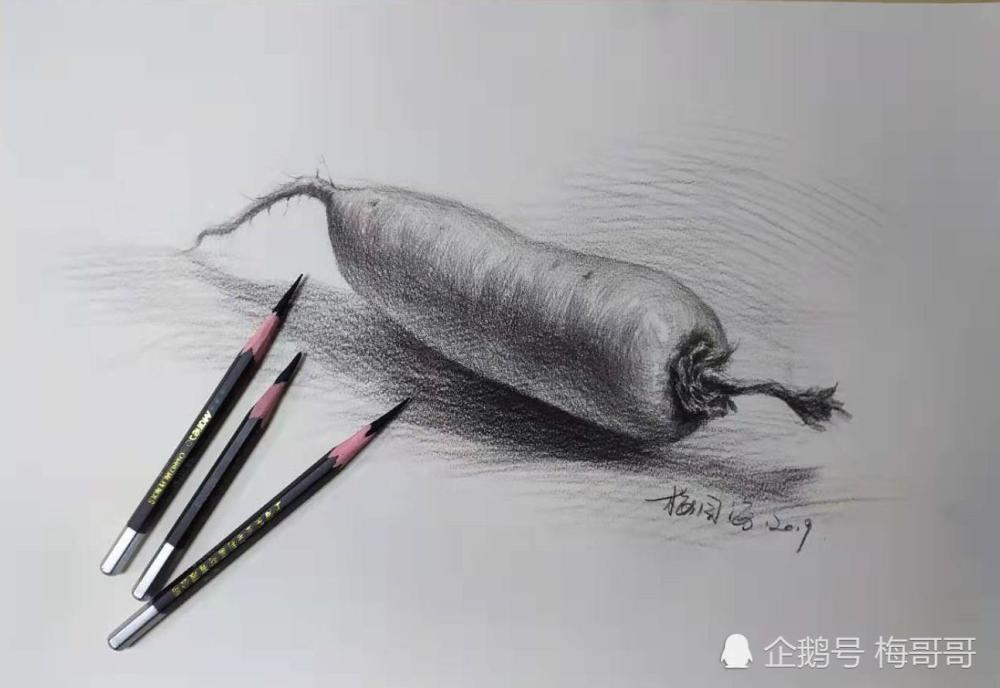 素描,白萝卜,明暗交界线,形体,绘画